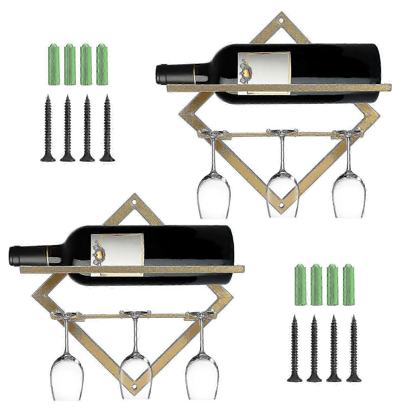 Wine Glass Rack Wall Mounted Easy Install 2pcs/set Creative Folding Upside Down Iron