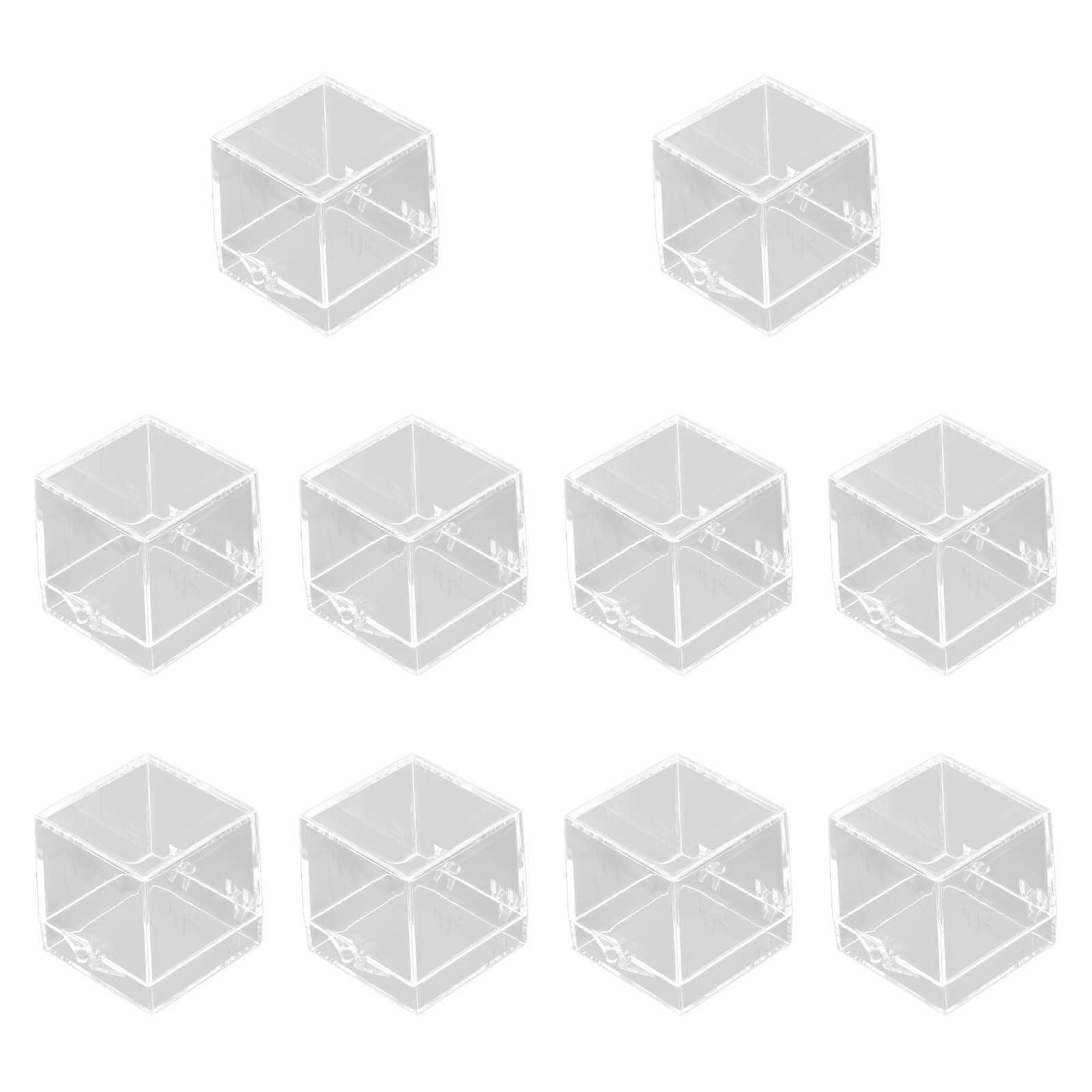 10x Mineral Display Boxes Showcase Square Protection Display Cases Cube