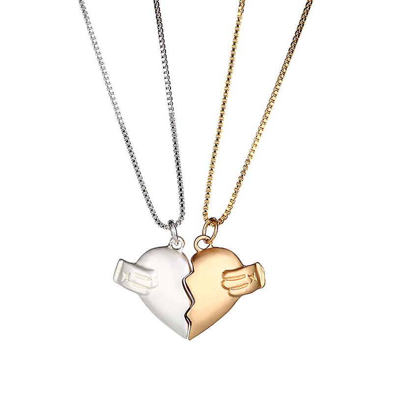 Couple's Love Two Tone Necklace 2 Piece Set