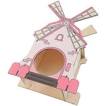 Rosa Hamster-Windmühle, hölzernes Versteck für Ratten