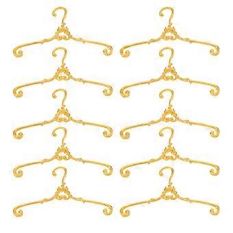 10Pcs Mini Doll Clothes Hangers Metal Hangers for Doll Clothes Golden