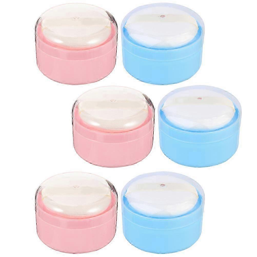 Body Powder Puff Box | Assorted Color | 6Pcs Containers