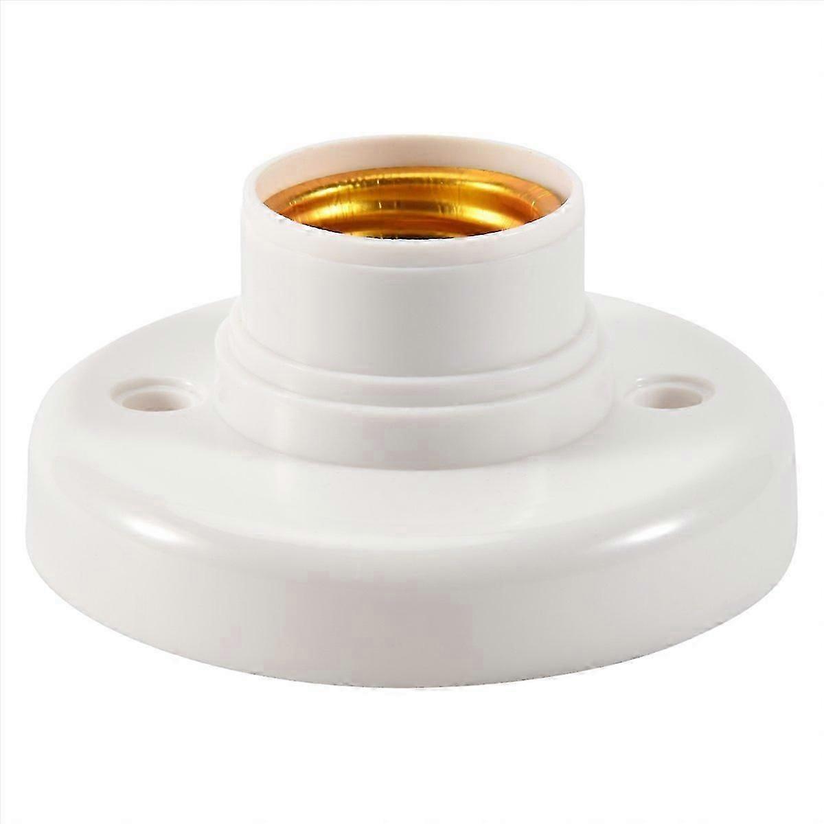 E27 Round Plastic Base Screw Base Light Bulb Lamp Holder White