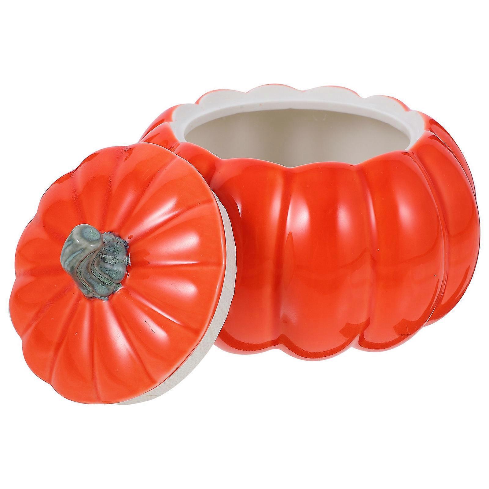 Ceramic Sugar Holder Pumpkin Shape Jar for Candy Storage 1 Unit