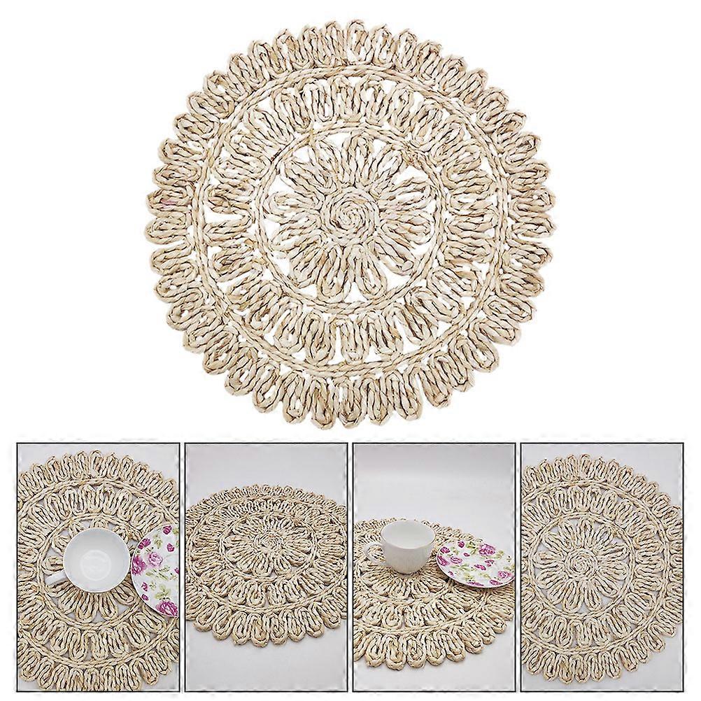 Weave Placemat Corn Husk Round Coaster Hot Insulation Pad Weaved Tableware Mat