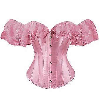 Laceup amarrado espartilho top francês bustier cintura shaper cinto retro colheita tops traje vitoriano espartilho para bailes de máscaras marrom xxxxxxl