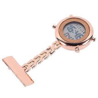Digital Clip-On Nurse Watch with Alarm, Golden Alloy, for Nurses Women