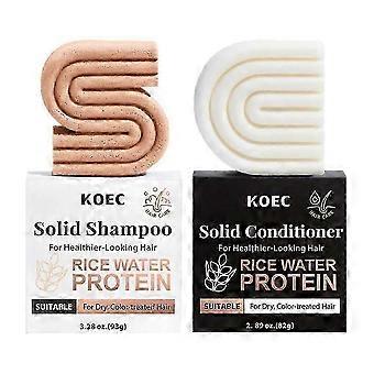 Rice Water Shampoo & Conditioner Set for Hårvekst - Solid Rice Water Shampoo & Conditioner Bar Soap for hårpleie, styrkende og nærende såpe