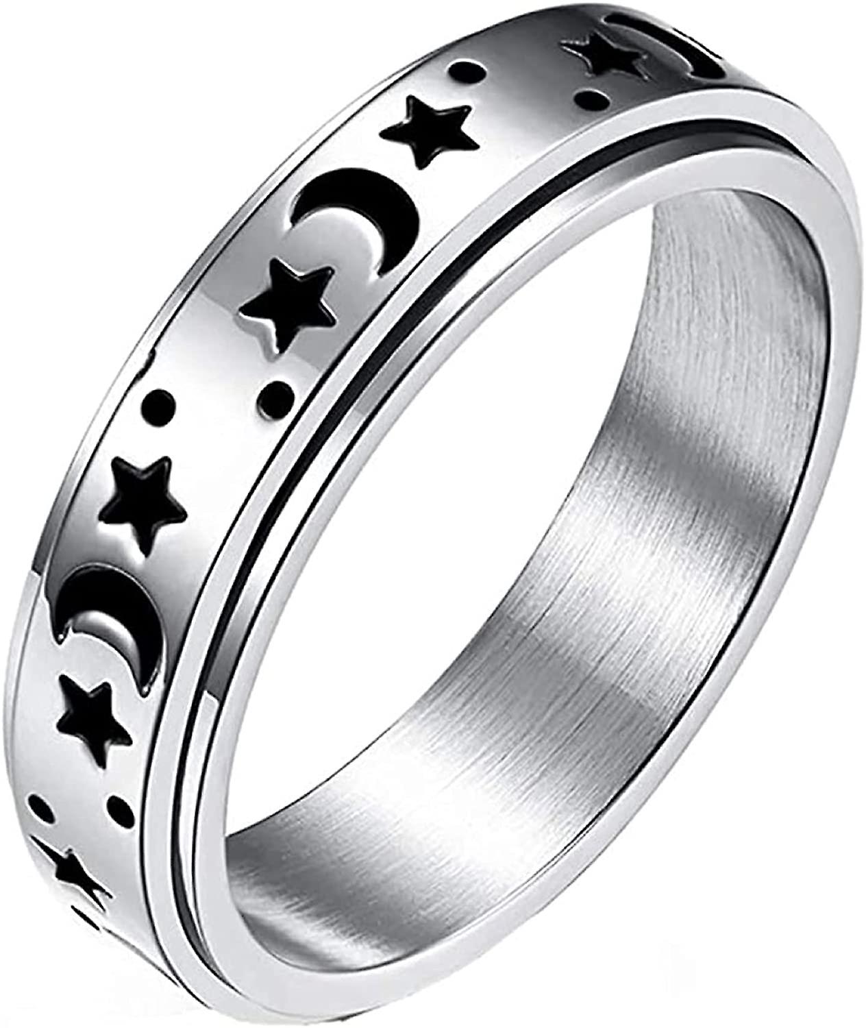 Spinner Ring Titanium Stål Ring Angst Ring Mode Dekompression Ring Måne Og Stjerne Fidget Ring Til Kvinder Mænd