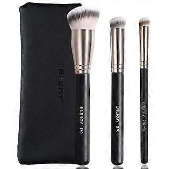 Professional Makeup Brush Set (3-Piece Set): Includes a foundation/concealer brush, a detail brush, soft synthetic bristles, and vegan face brushes su