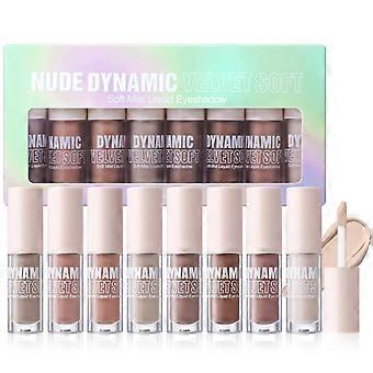 Set de sombras de ojos líquidas mate en 8 tonos marrones neutros - Maquillaje cremoso de larga duración y resistente al agua, modulable.