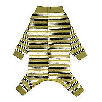 Cats Clothes Striped Undershirt Long Sleeves High Collar Autumns Jumpsuits Clothes for Enhancing Mobility Mustard green S