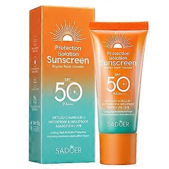 SADOER 6-i-1 solkrem SPF50 PA+++, vanntett, anti-aldring, lysnende og fuktighetsgivende concealer solkrem