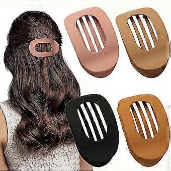 4 PCS Flat Hair Clips, Round Lay Down Hair Claw Clips for Women Girls-Matte [MI]
