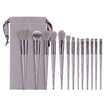 13-Piece Makeup Brush Set for Beginners with Soft Hair and High-gloss Finish in Elegant Green Color