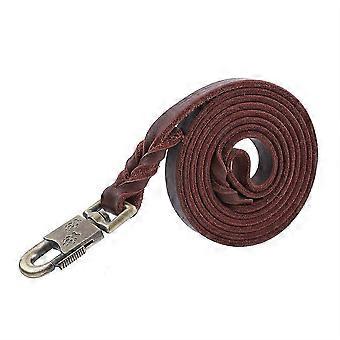 Durable Brown Leather Dog Leash 1.85m for Medium Large Dogs