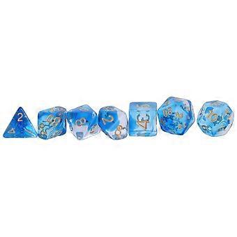 7Pcs MultiSided Polyhedral Dices Acrylic Game Dices Colorful Clear Table Game Dices for Role Playings Game  Glowing blue gold oi