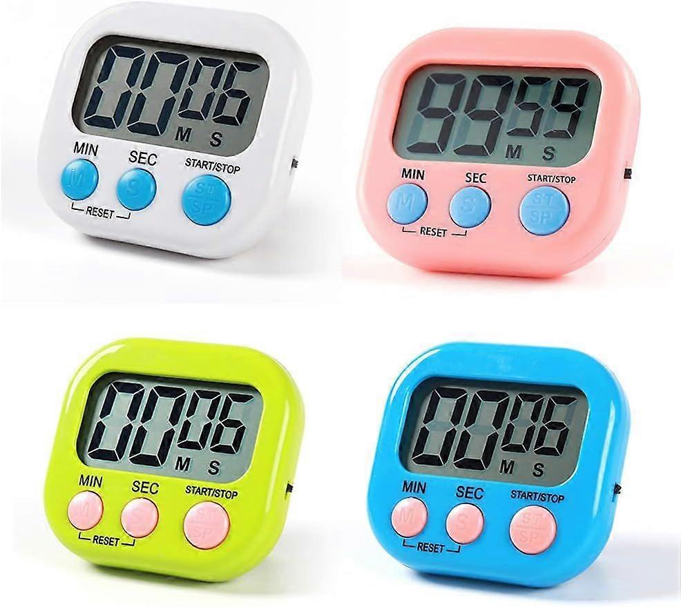 4 Set Digital Kitchen Timer Magnetic Backing Stand, Timers for Baking, Kitchen