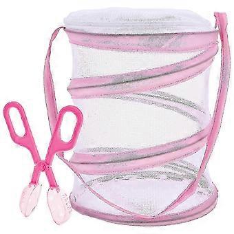 25-26 1 Set Butterfly Habitat Cage Collapsible Insect Mesh Tong with Zipper