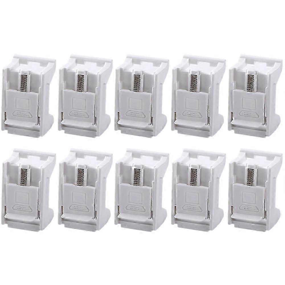 10pcs Category 6 Network Module Unshielded RJ45 Spring Clip Mounting Bracket Computer Stand Network Cabling@O2