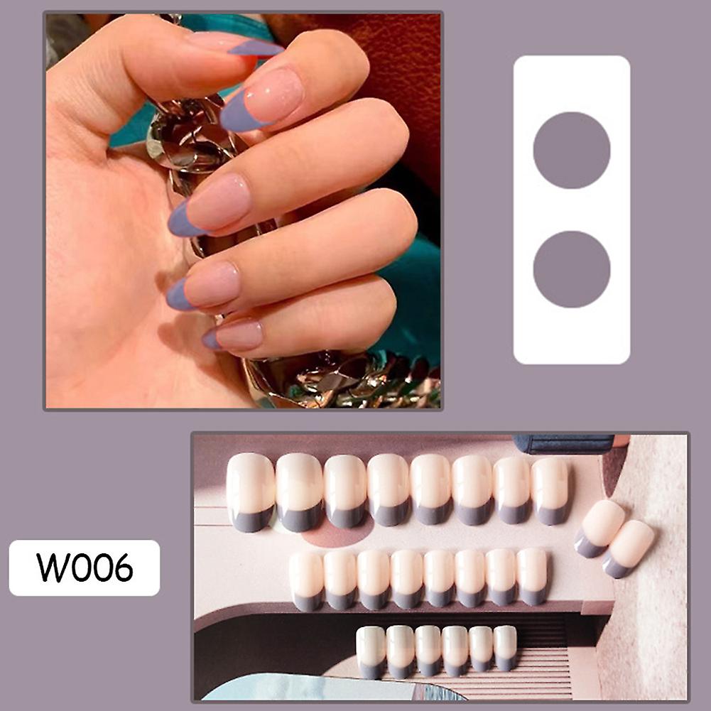 Purple Edge Artificial Nails Stickers Sweet & Charming Reusable False Nails