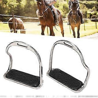 Stainless Steel Horse Stirrup 12cm Inner Width Anti-Slip Rubber Pad Equestrian Riding