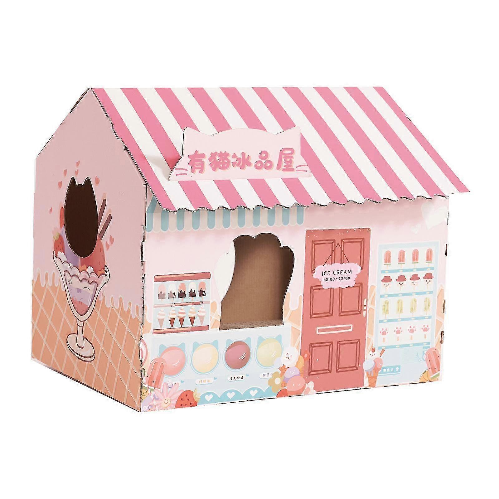 Corrugated Cat Den with Scratcher