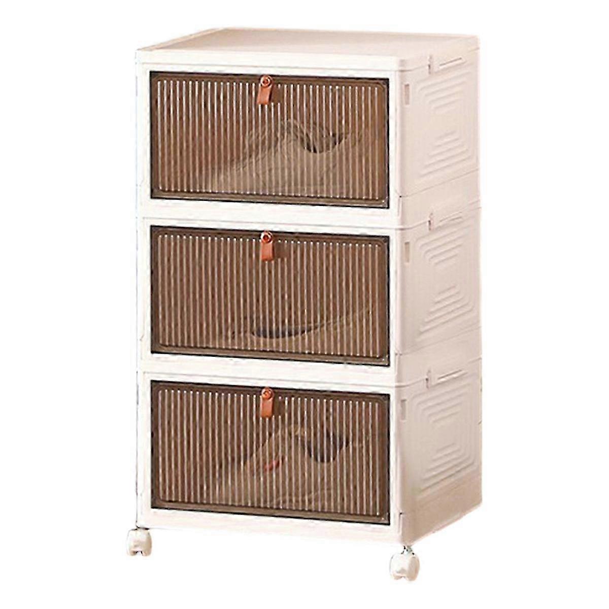 3/4 Tier Stackable Storage Boxes with Lids,Sturdy PP Matterial, Foldable Plastic Storage Unit for Toys/ Clothes A