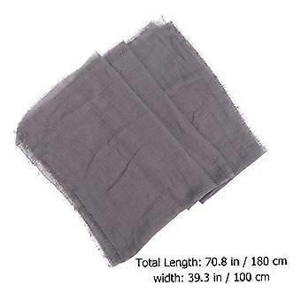 Linen Scarf Cotton and Linen Material for Decoration 1Pcs Dark Grey Crumpled Style