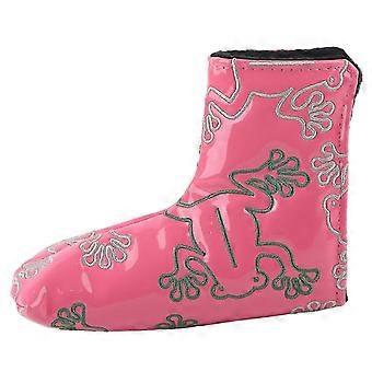 hard Golf Putter Headcover Embroidery Putters PU Protective Head Cover Magnetic ClosurePink intelligence-WHBYV
