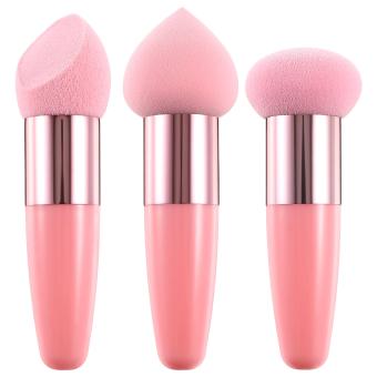 Beauty Makeup Brush Set 3Pcs Pink Foundation Sponges with Handle