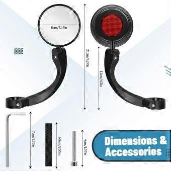 Bike Mirror 360 Degree Adjustable Rotatable Handlebar Mirror Wide Angle Bike Mirror Cycling Rear