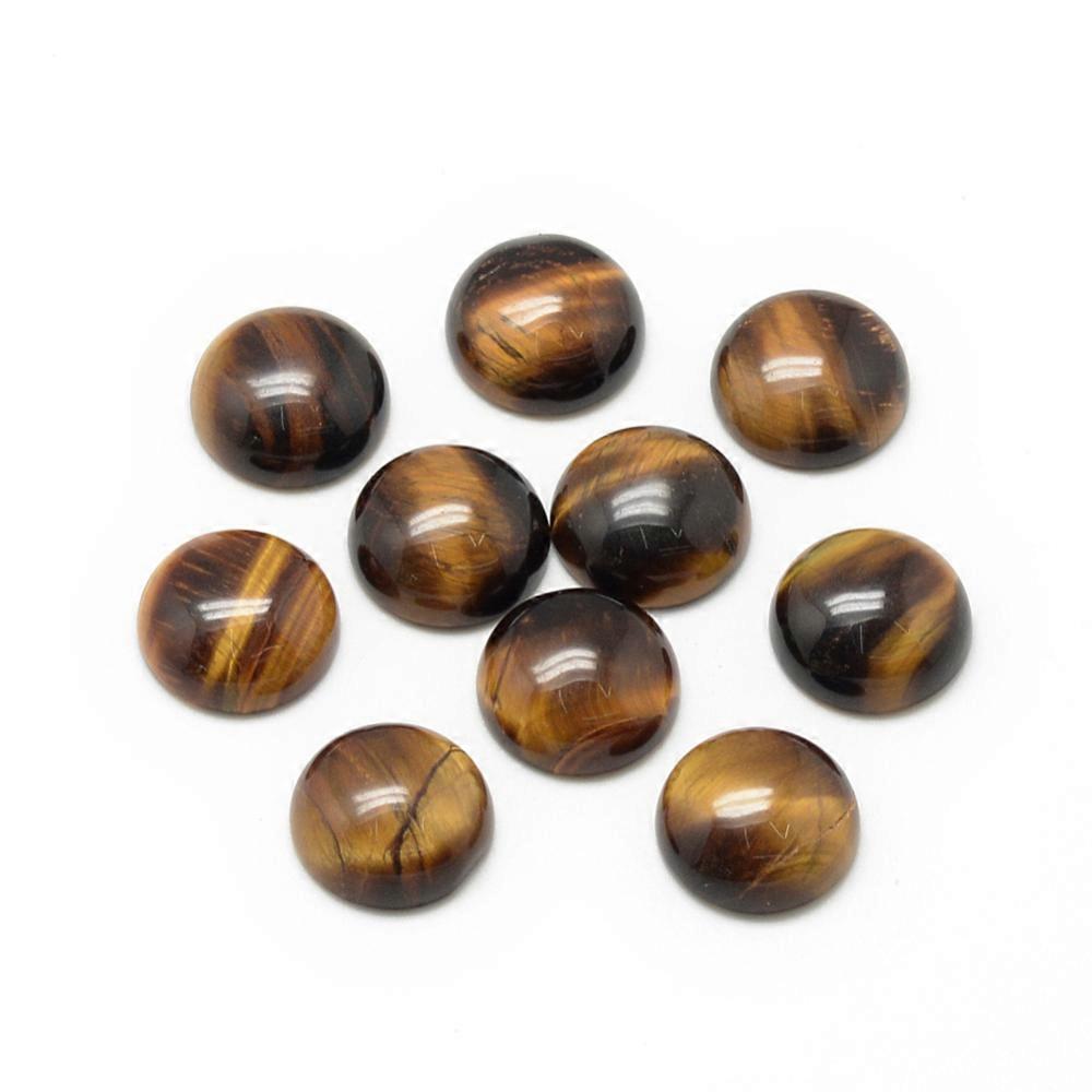 10pcs  Tiger Eye Cabochons Half Round/Dome 12x5mm