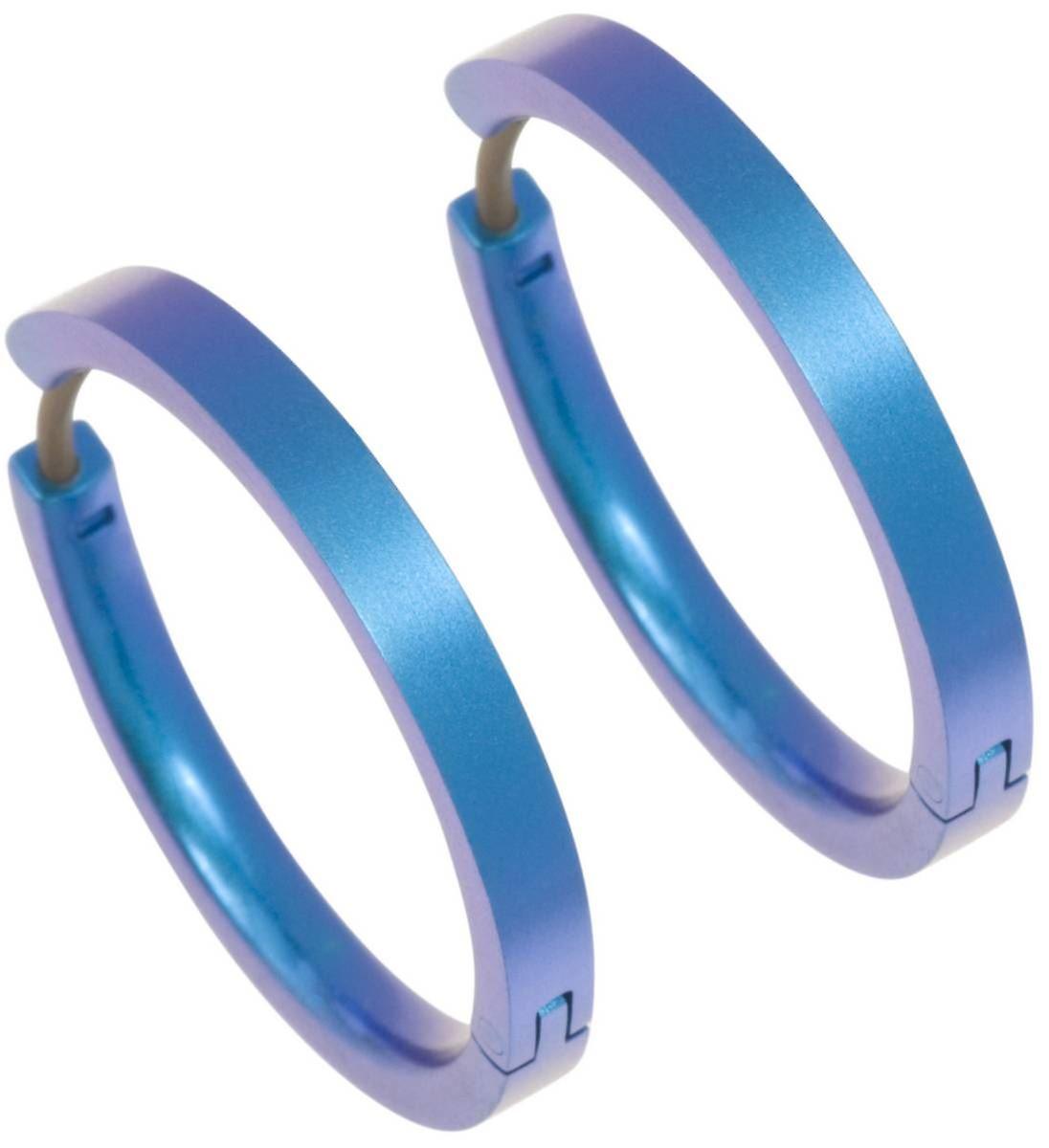 Ti2 Titanium Medium Hoop Earrings - Kingfisher Blue