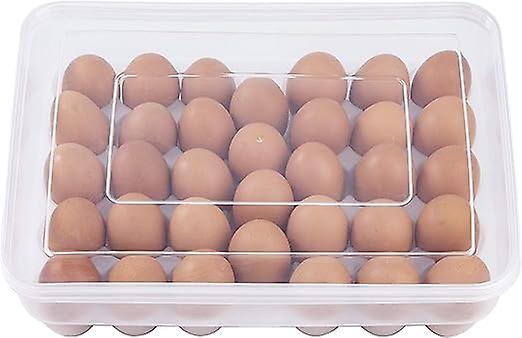 Plastic Egg Box Kitchen Large Box Egg Storage Grid Egg Holder in Refrigerator with Lid for 34 Eggs