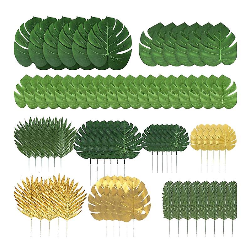 72 Pcs Artificial Palm Tropical Leaves Jungle Leaves Decorations For Beach Baby Shower Wedding Birthday Decorations