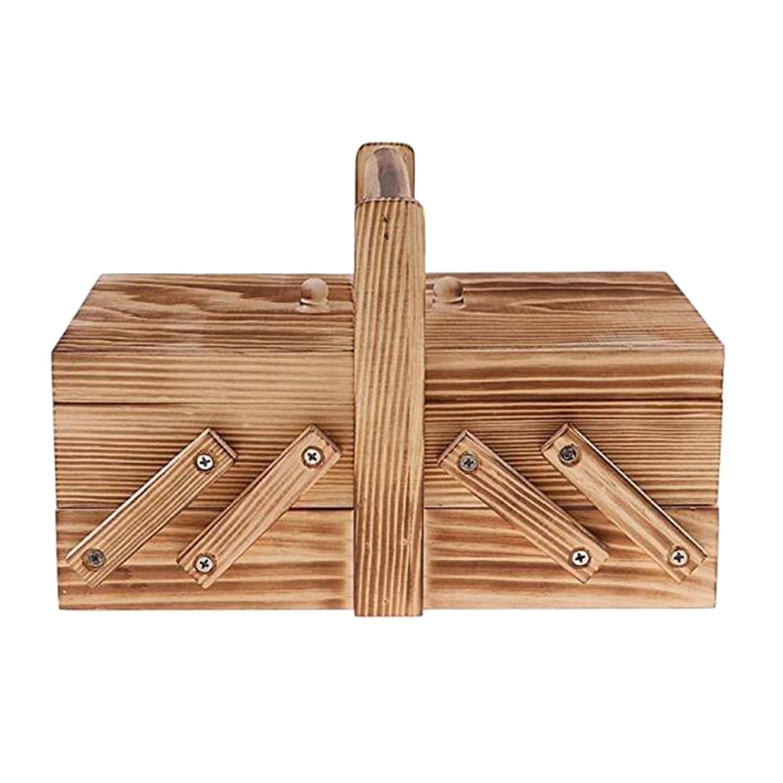 Foldable Sewing Box Needles Thread Scissors Sew Basket Jewelry Boxes Natural