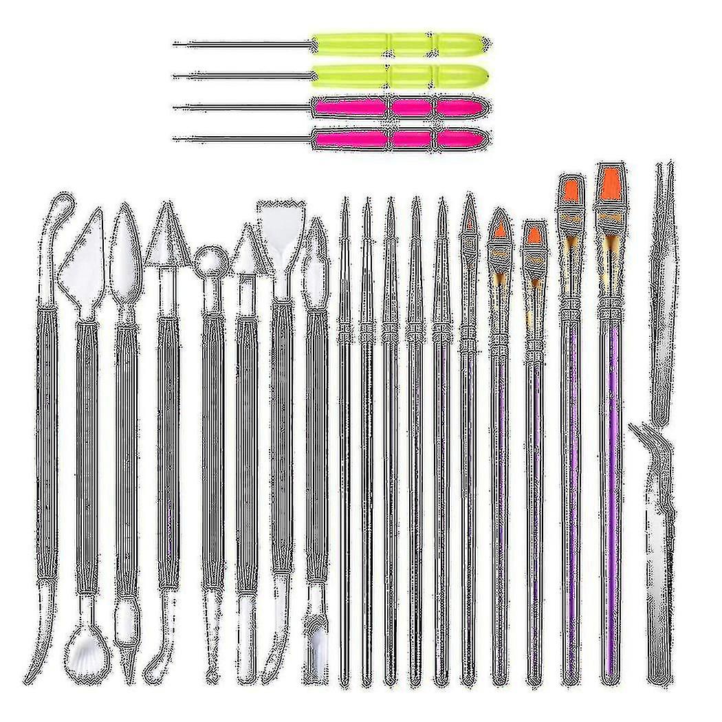 24pcs Cookie Decorating Kit Fondant Cake Decorating Tool Include Decoration Brushes Stir Needle Mod