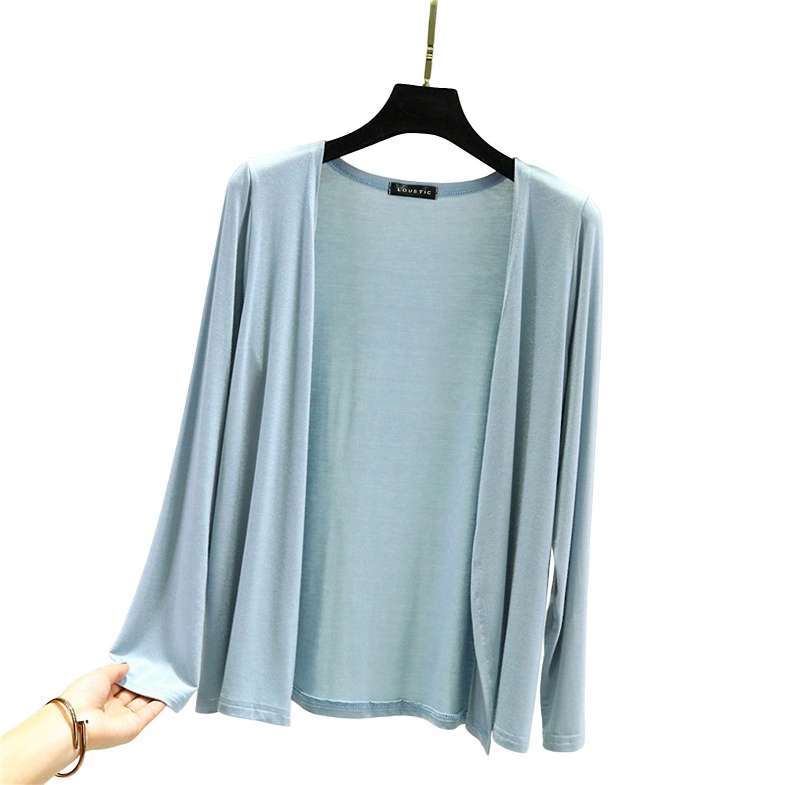 Women's Chunky Cardigan Loose Long Sleeved Breathable Open Front Dusters Solid Color Classic Sweater