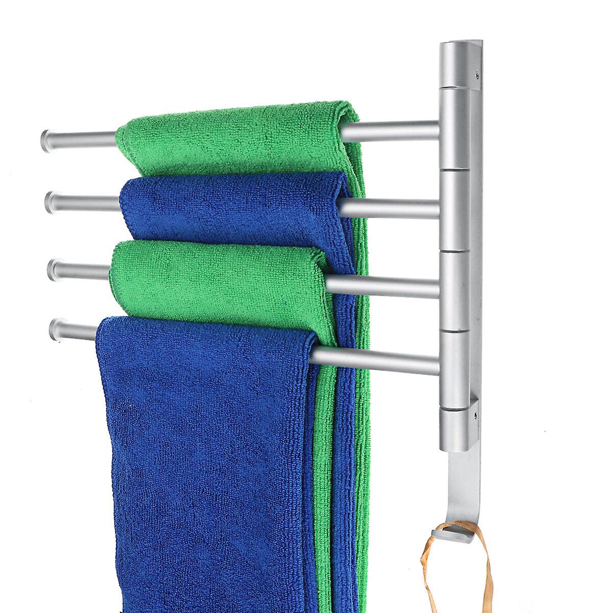 Rotatable Aluminum Wall Mount Towel Rack With 2/3/4/5 Holders For Storage
