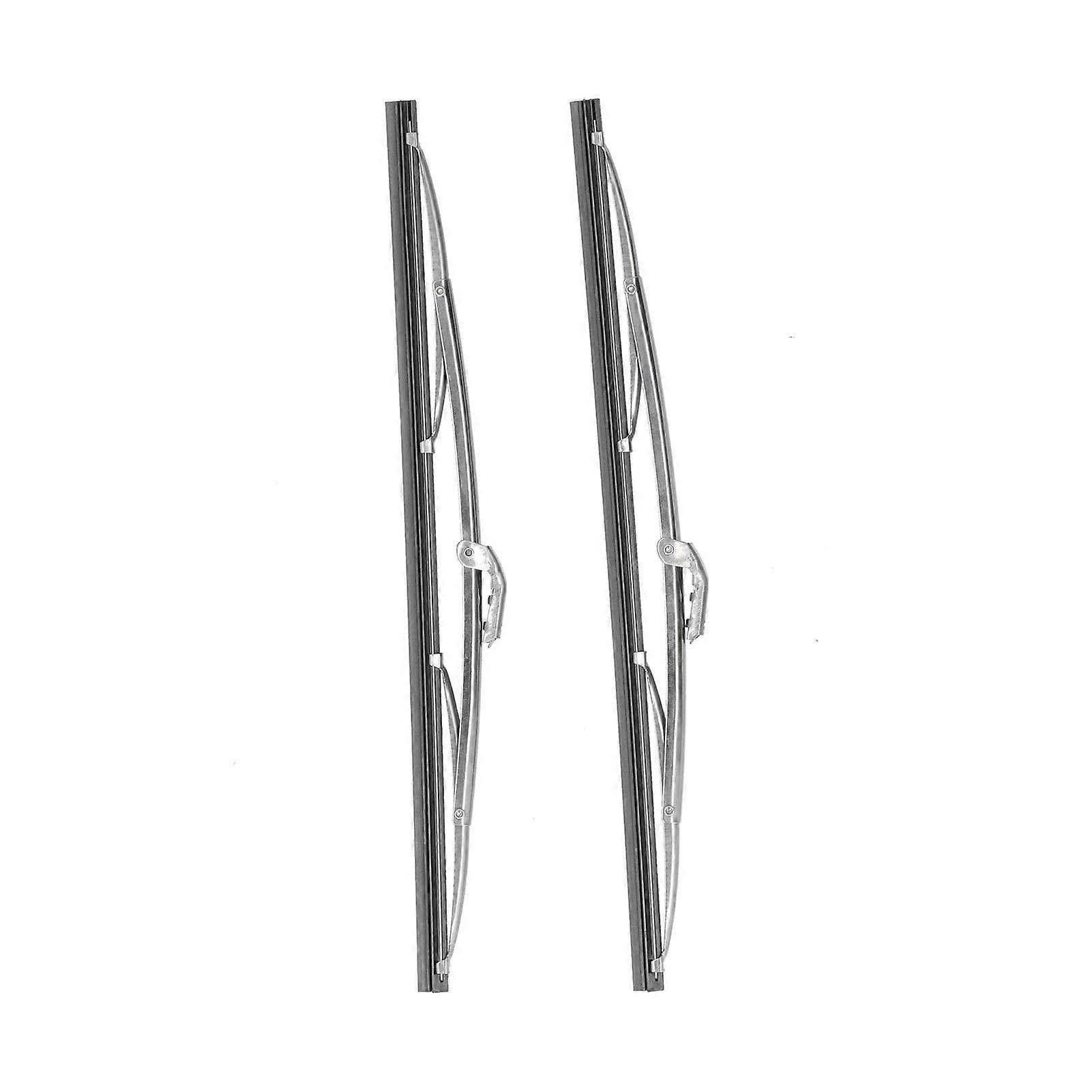 12in/30.48cm Front Windshield Wiper Blades Stainless Steel Polished Silver Universal for Car