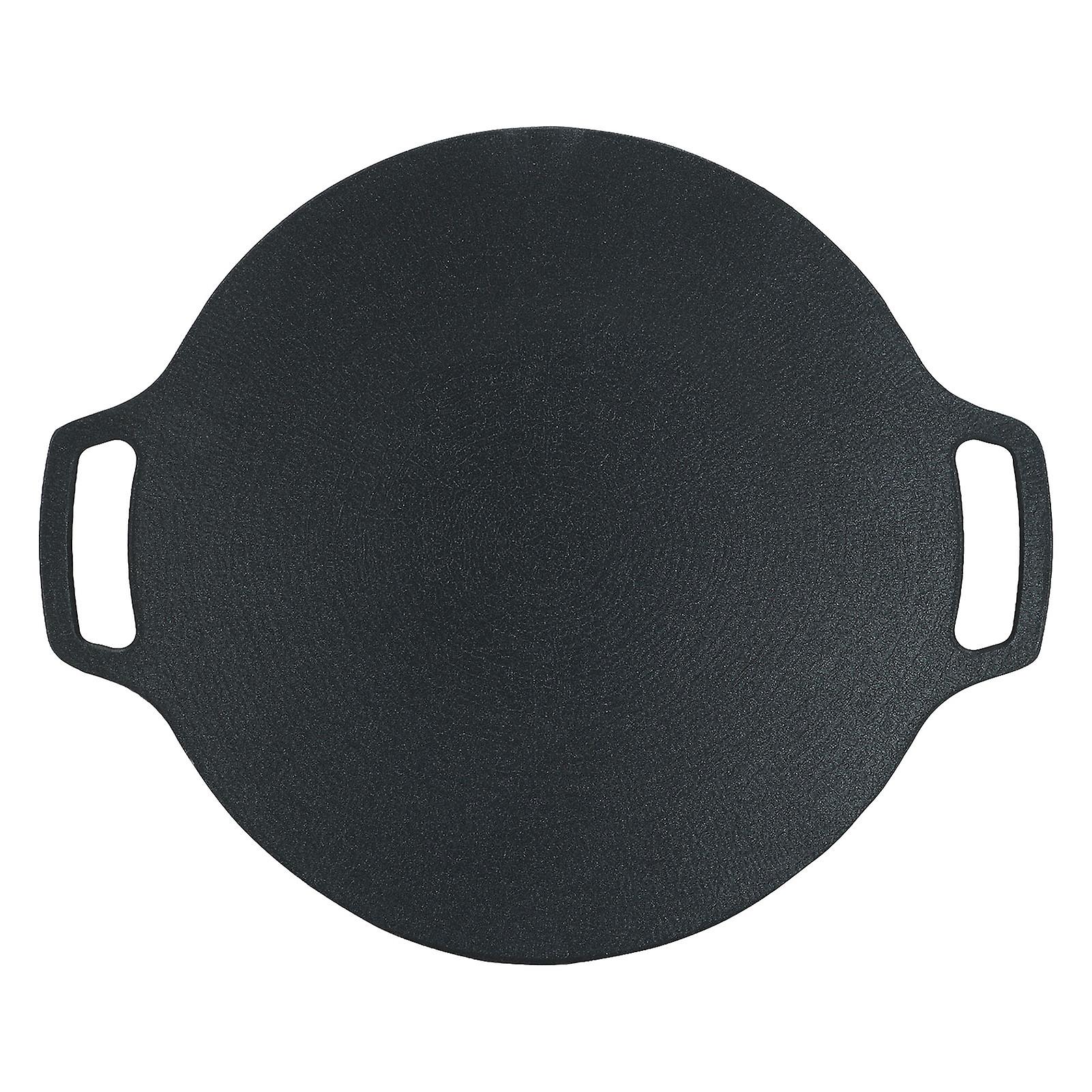 Korean BBQ Grill Pan with Double Handle 6 Layer Coating Multifunctional Non Stick Round Griddle for Gas Cooker 29cm/11.4in
