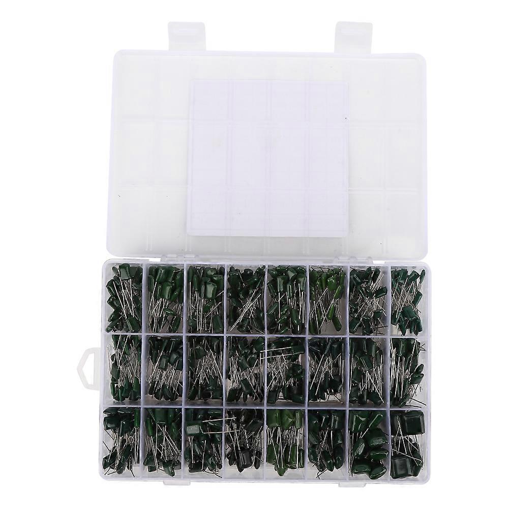 Fictory Polyester Film Capacitor Kit Fictory 700Pcs Polyester Film Capacitors Kit, 24 Types 0.22nF-470nF 100V, Electronic Components with Storage Box