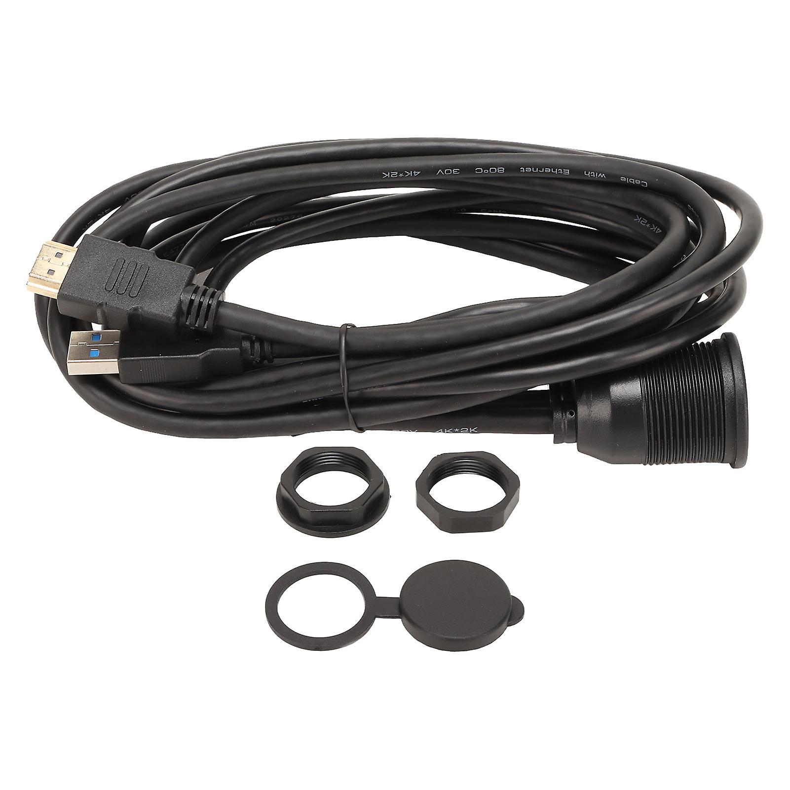 Flush Mount Extension Cable Dual Ports USB3.0 High Definition Multimedia Interface Cable