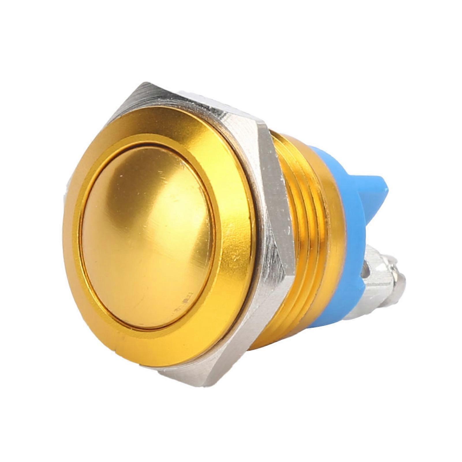 16mm Yellow Metal Push Button Switch, Ball Full Oxidation, Self Reset Jog, Screw Foot Power Control