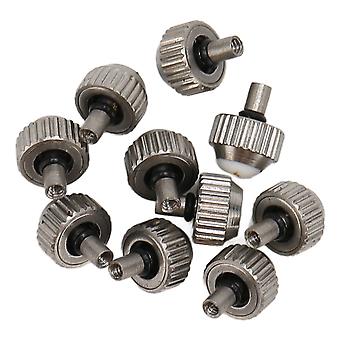 10pcs Silver Watch Crown Stainless Steel Watch Head Repair Spare Parts Replacement Accessory for Watchmaker 4mm