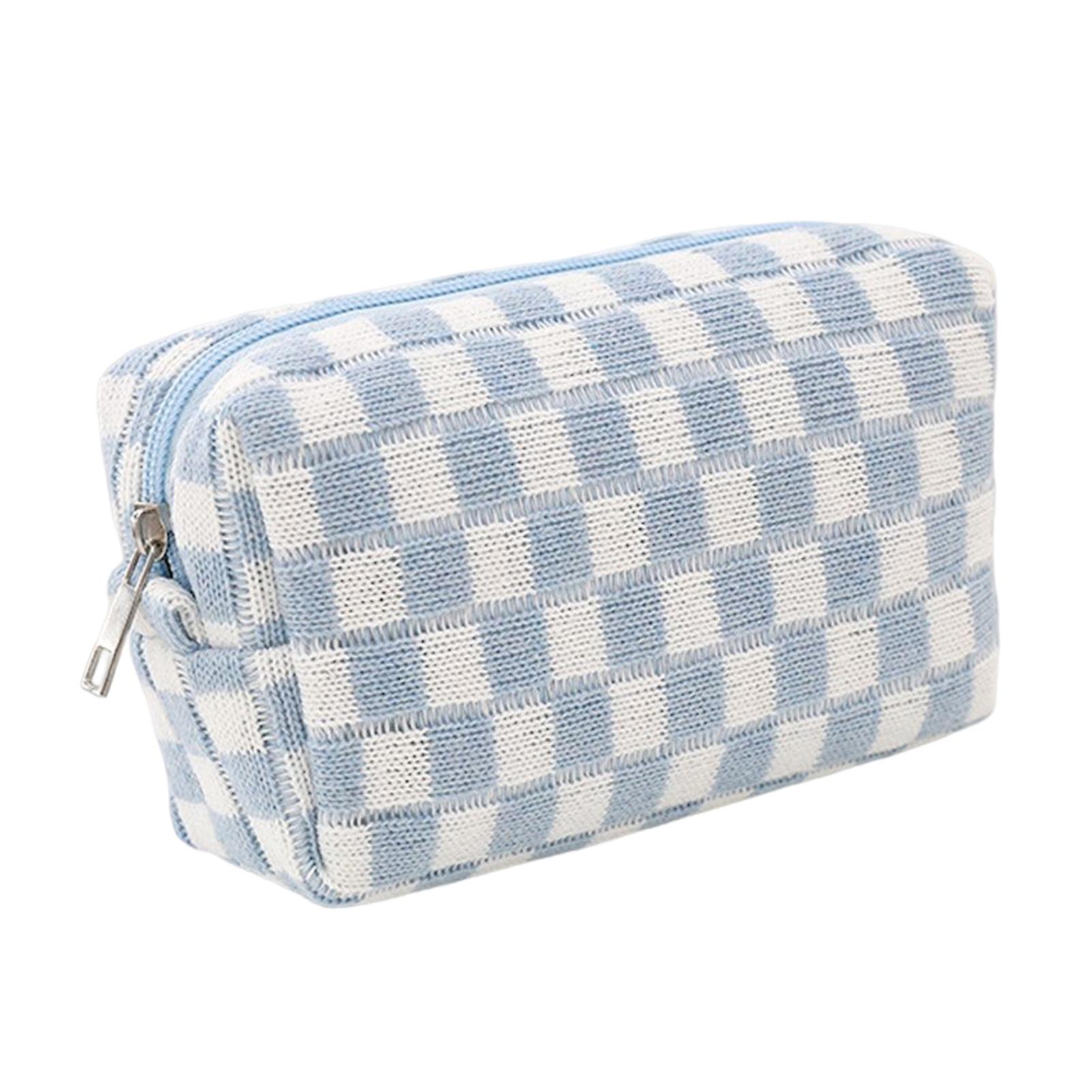 Checkerboard Knitted Large Capacity Organizer Pencil Pouch