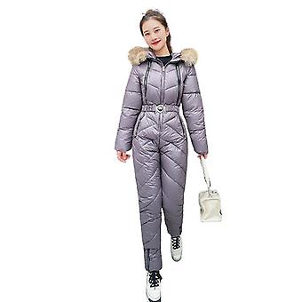 Women's Ski Jackets and Pants Set Waterproof Windproof Comfy Faux