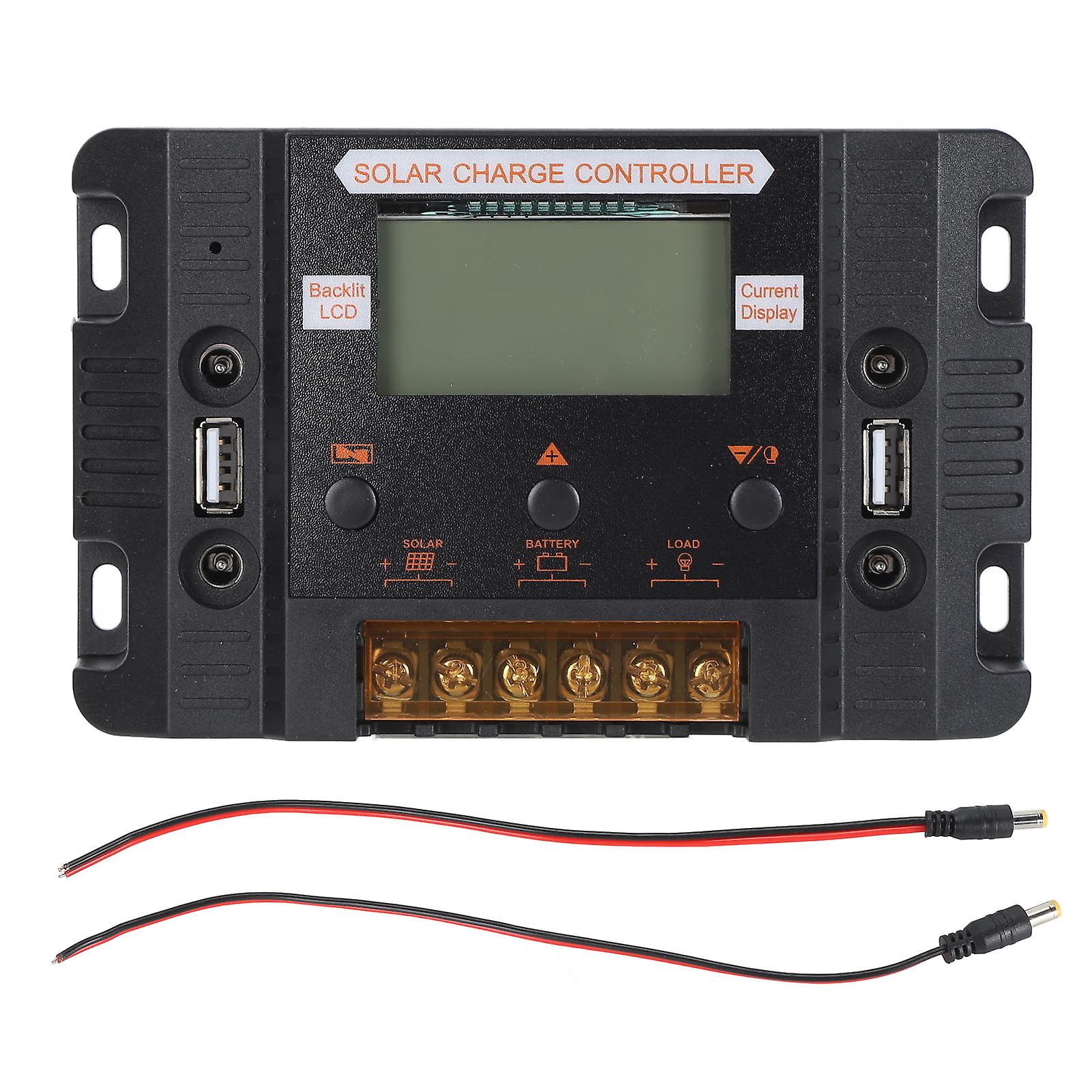 Solar Panel Charge Controller 12V 24V 30A Solar Panel Battery Regulator with LCD Backlit Display