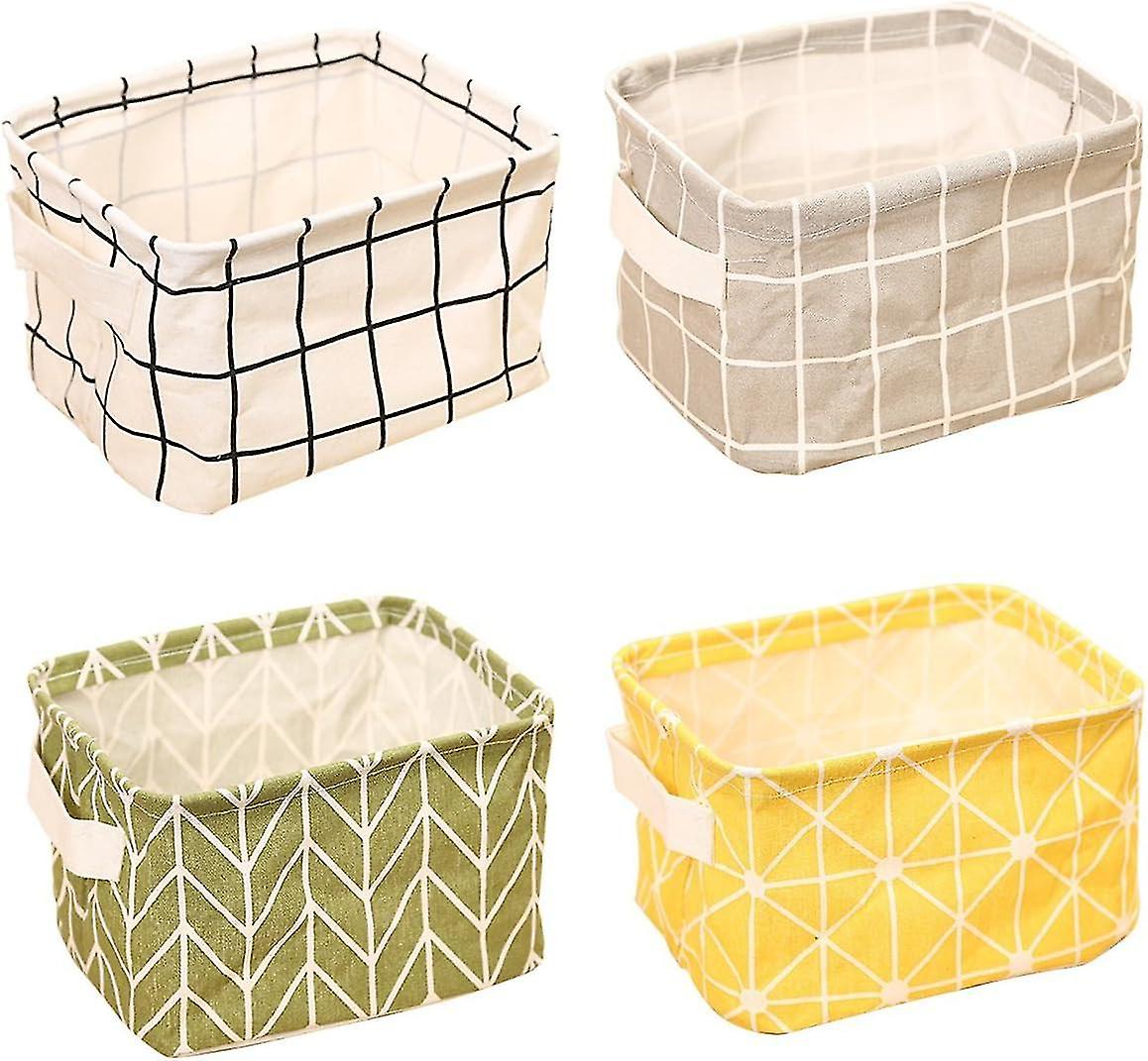 Foldable Storage Box Linen Fabric Desk Tidy Storage